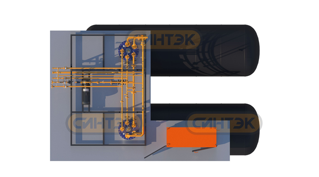 Технологическая система для АГЗС СИНТЭК-ПД на базе двух газгольдеров производства Завода ГазСинтез
